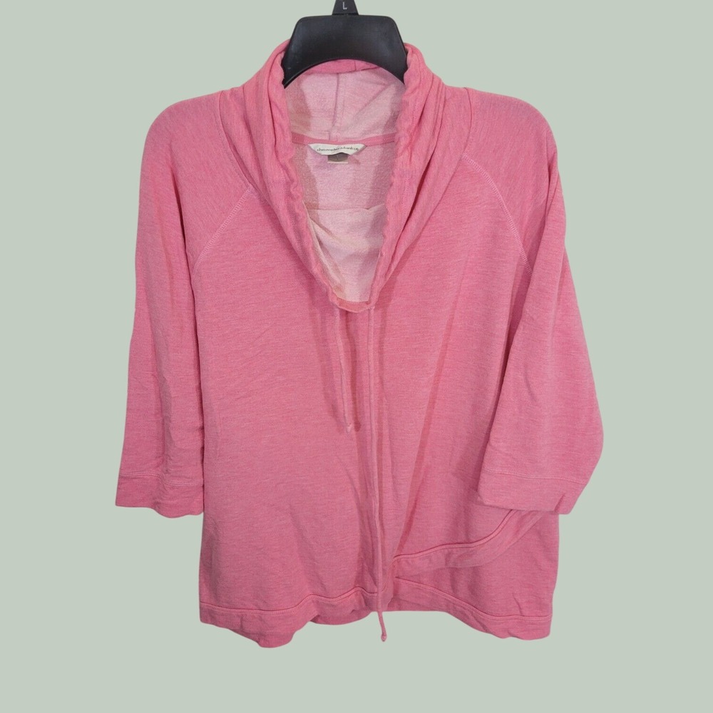 Christopher & Banks Sweatshirt Cowl Neck Tulip Hem 3/4 Sleeve Athleisure Pink L